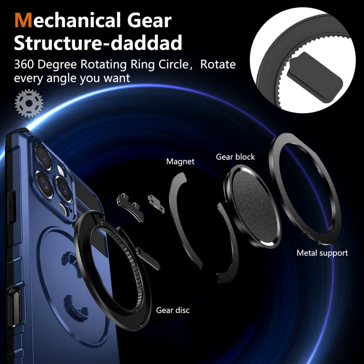 For iPhone 16 Pro Max Rotating Magnetic Holder Phone Case(Royal Blue)