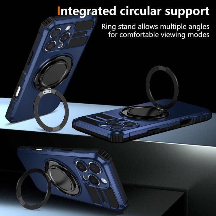 For iPhone 16 Pro Max Rotating Magnetic Holder Phone Case(Royal Blue)