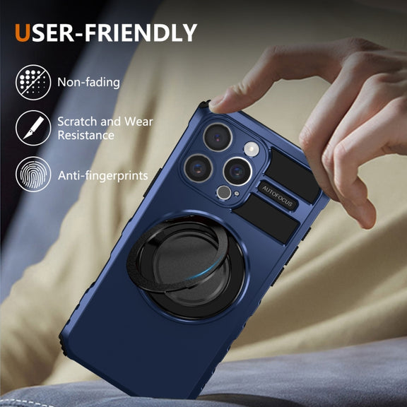 For iPhone 16 Pro Max Rotating Magnetic Holder Phone Case(Royal Blue)