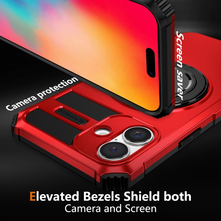 For iPhone 16 Plus Rotating Magnetic Holder Phone Case(Red)
