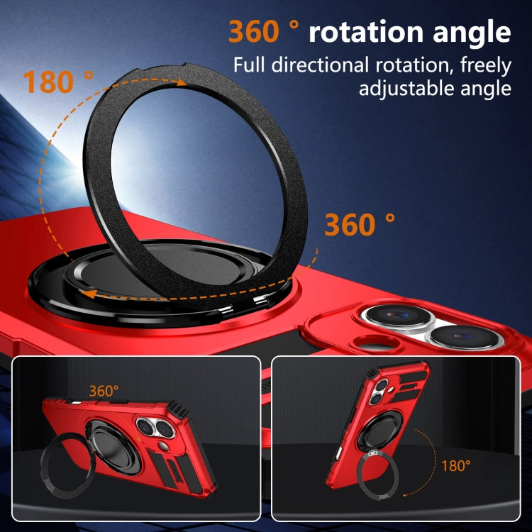 For iPhone 16 Plus Rotating Magnetic Holder Phone Case(Red)