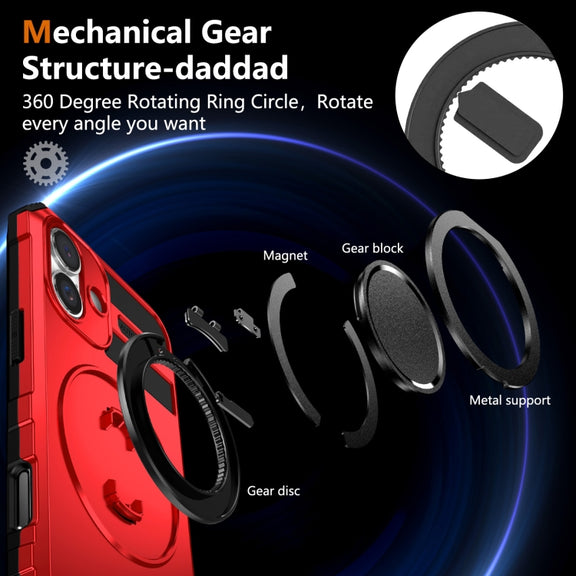 For iPhone 16 Plus Rotating Magnetic Holder Phone Case(Red)