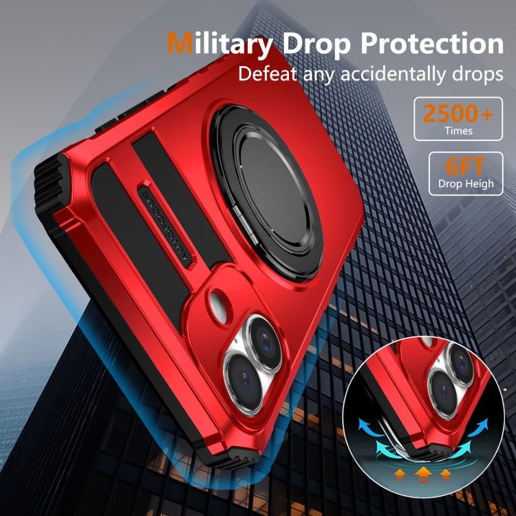 For iPhone 16 Rotating Magnetic Holder Phone Case(Red)