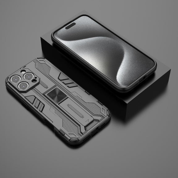For iPhone 16 Pro Max Supersonic PC + TPU Holder Phone Case(Black)