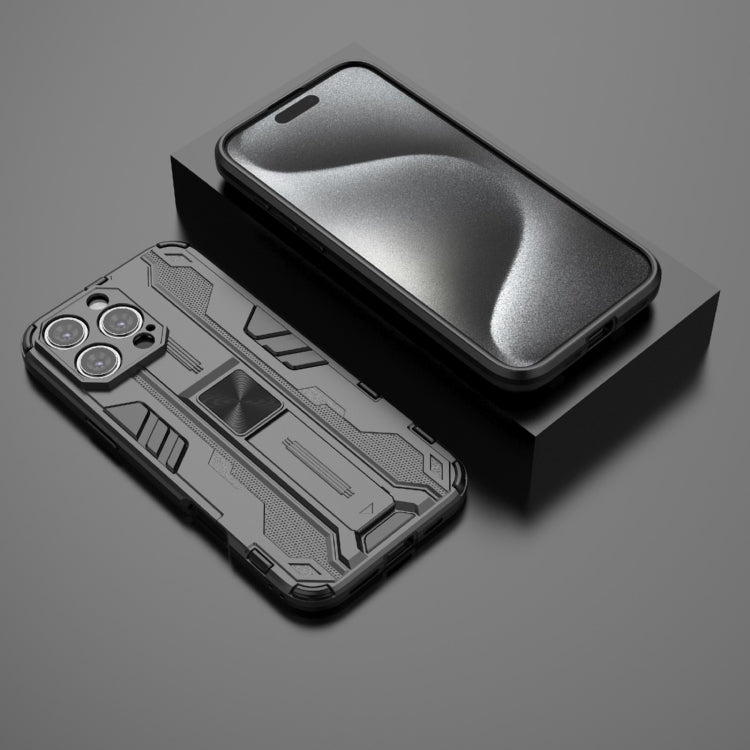 For iPhone 16 Pro Max Supersonic PC + TPU Holder Phone Case(Black)
