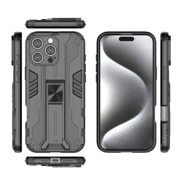 For iPhone 16 Pro Max Supersonic PC + TPU Holder Phone Case(Black)