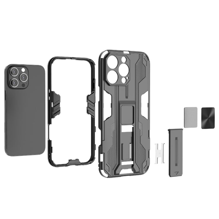 For iPhone 16 Pro Max Supersonic PC + TPU Holder Phone Case(Black)