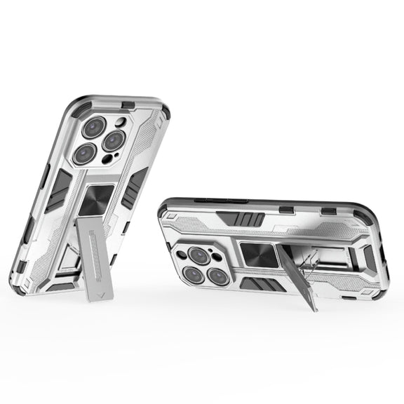 For iPhone 16 Pro Supersonic PC + TPU Holder Phone Case(White)