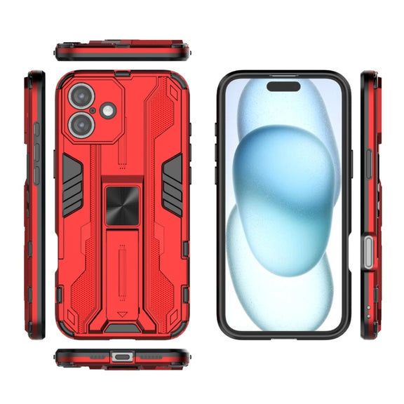 For iPhone 16 Plus Supersonic PC + TPU Holder Phone Case(Red)