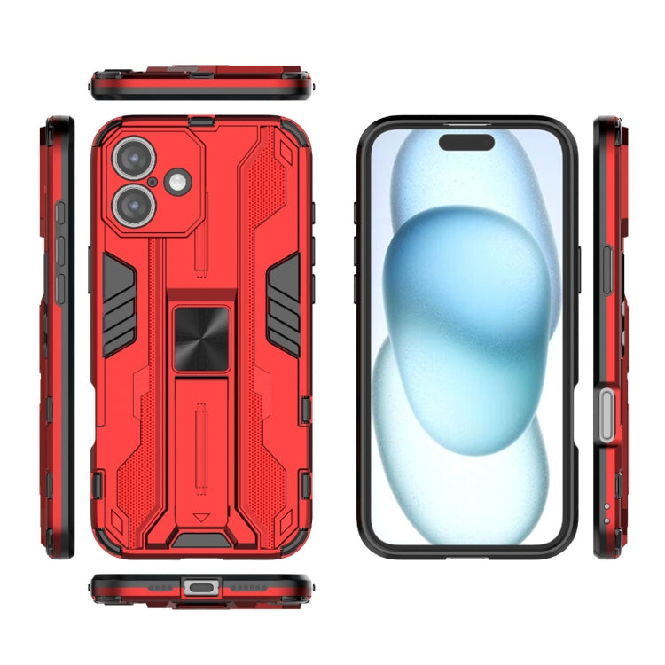 For iPhone 16 Plus Supersonic PC + TPU Holder Phone Case(Red)