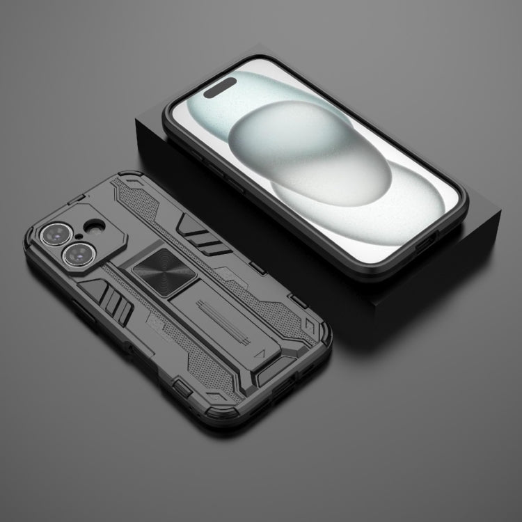 For iPhone 16 Supersonic PC + TPU Holder Phone Case(Black)