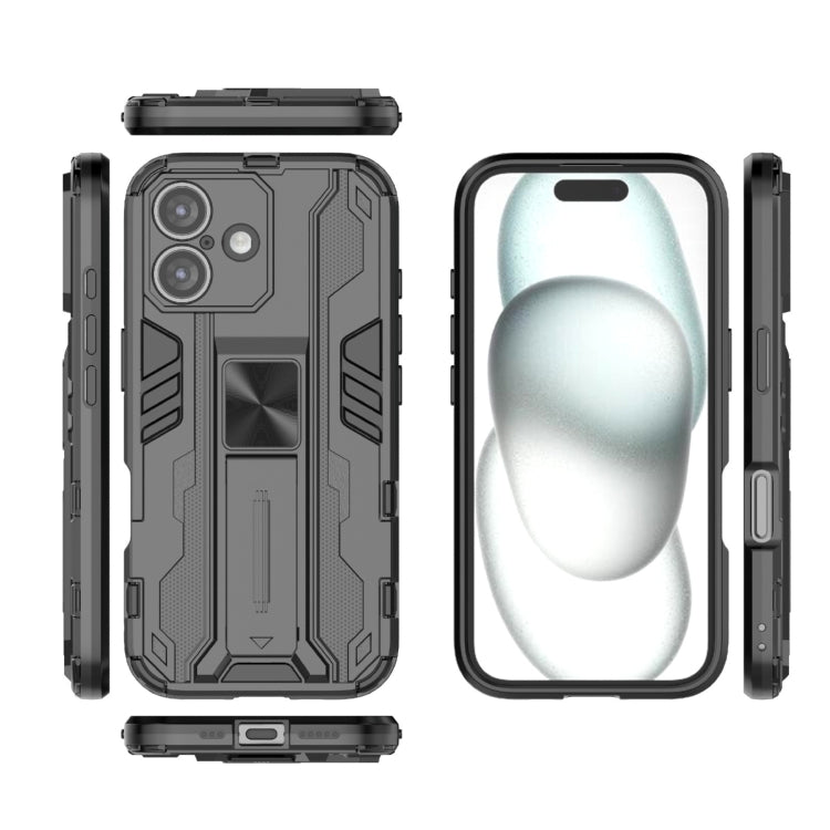 For iPhone 16 Supersonic PC + TPU Holder Phone Case(Black)