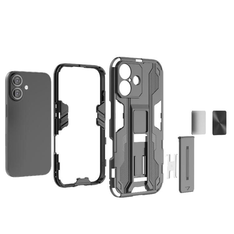 For iPhone 16 Supersonic PC + TPU Holder Phone Case(Black)