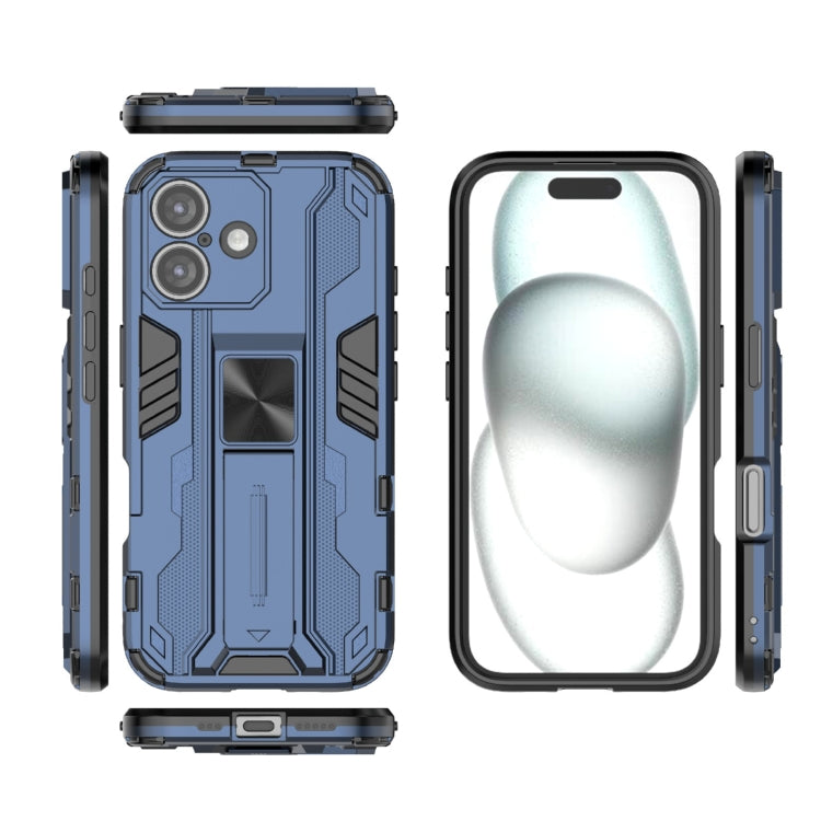 For iPhone 16 Supersonic PC + TPU Holder Phone Case(Grey)
