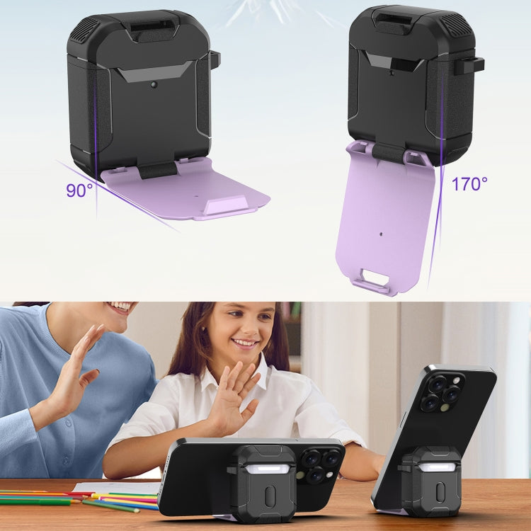 For AirPods 2 / 1 Phone Holder Design Earbuds Box Protective Case(Black)