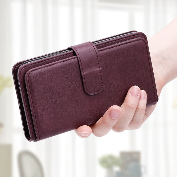 For iPhone 16 Pro Max Multi-Function Wallet 10 Card Slots Leather Phone Case(Claret)
