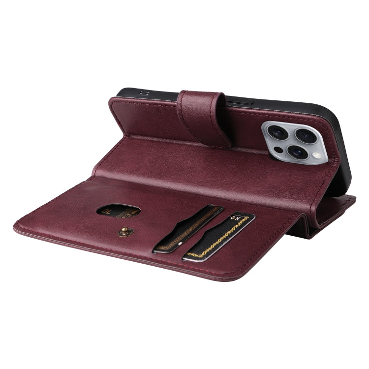 For iPhone 16 Pro Max Multi-Function Wallet 10 Card Slots Leather Phone Case(Claret)