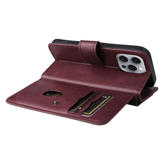 For iPhone 16 Pro Max Multi-Function Wallet 10 Card Slots Leather Phone Case(Claret)
