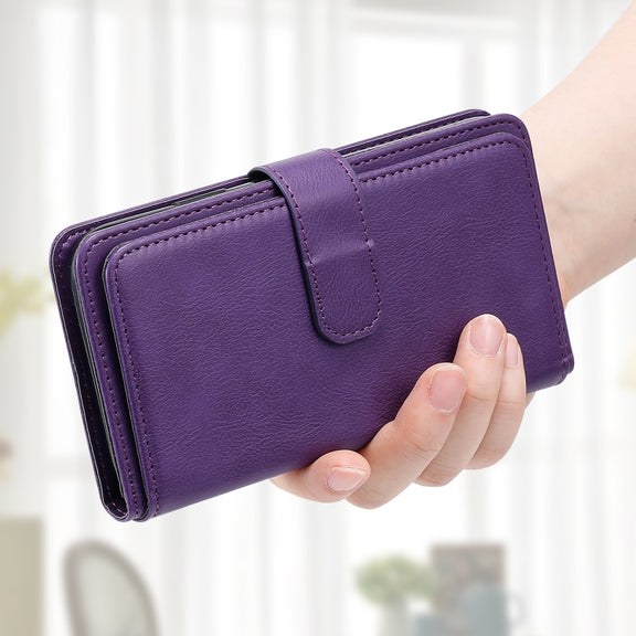 For iPhone 16 Pro Multi-Function Wallet 10 Card Slots Leather Phone Case(Violet)