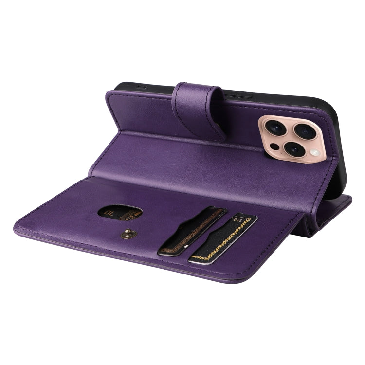 For iPhone 16 Pro Multi-Function Wallet 10 Card Slots Leather Phone Case(Violet)