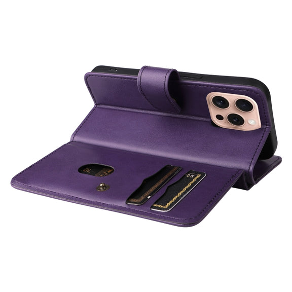 For iPhone 16 Pro Multi-Function Wallet 10 Card Slots Leather Phone Case(Violet)