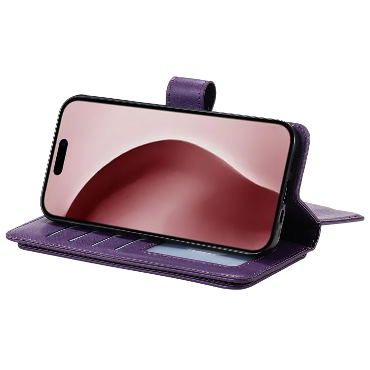 For iPhone 16 Pro Multi-Function Wallet 10 Card Slots Leather Phone Case(Violet)