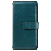 For iPhone 16 Multi-Function Wallet 10 Card Slots Leather Phone Case(Dark Green)