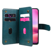 For iPhone 16 Multi-Function Wallet 10 Card Slots Leather Phone Case(Dark Green)