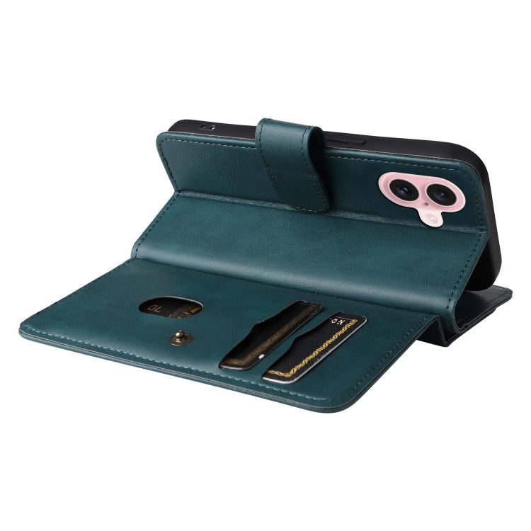 For iPhone 16 Multi-Function Wallet 10 Card Slots Leather Phone Case(Dark Green)