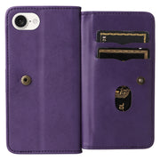 For iPhone 16e Multi-Function Wallet 10 Card Slots Leather Phone Case(Violet)