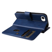 For iPhone 16e Multi-Function Wallet 10 Card Slots Leather Phone Case(Dark Blue)