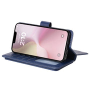 For iPhone 16e Multi-Function Wallet 10 Card Slots Leather Phone Case(Dark Blue)