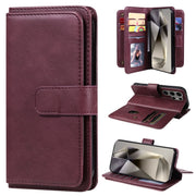 For Samsung Galaxy S25 Ultra 5G Multi-Function Wallet 10 Card Slots Leather Phone Case(Claret)