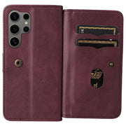 For Samsung Galaxy S25 Ultra 5G Multi-Function Wallet 10 Card Slots Leather Phone Case(Claret)
