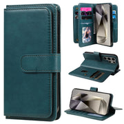 For Samsung Galaxy S25 Ultra 5G Multi-Function Wallet 10 Card Slots Leather Phone Case(Dark Green)