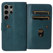 For Samsung Galaxy S25 Ultra 5G Multi-Function Wallet 10 Card Slots Leather Phone Case(Dark Green)