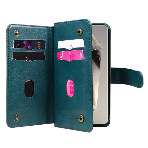 For Samsung Galaxy S25 Ultra 5G Multi-Function Wallet 10 Card Slots Leather Phone Case(Dark Green)