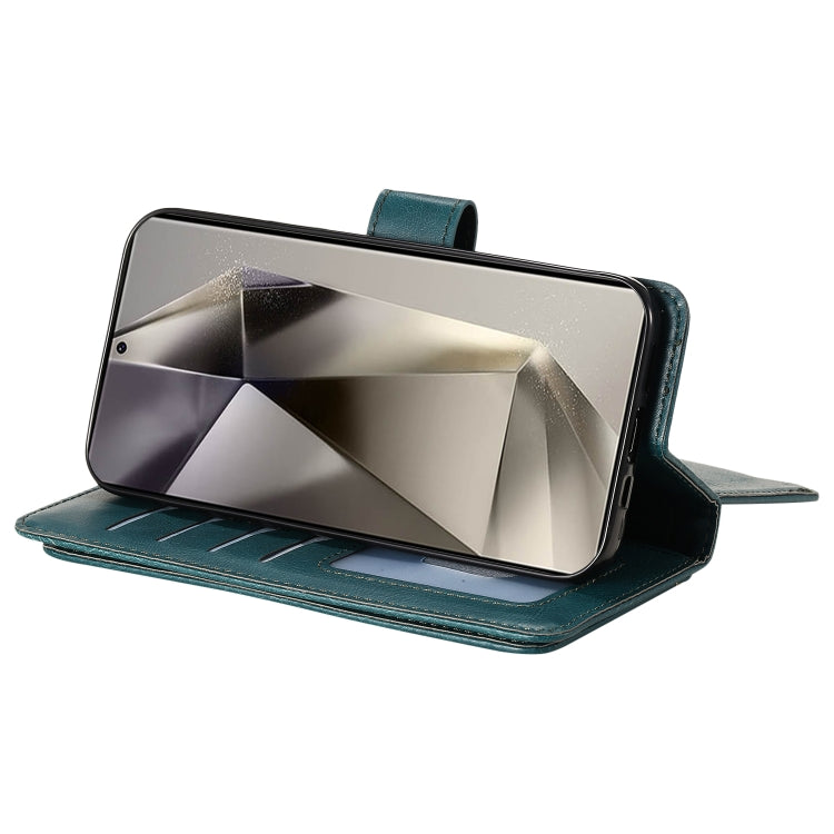 For Samsung Galaxy S25 Ultra 5G Multi-Function Wallet 10 Card Slots Leather Phone Case(Dark Green)