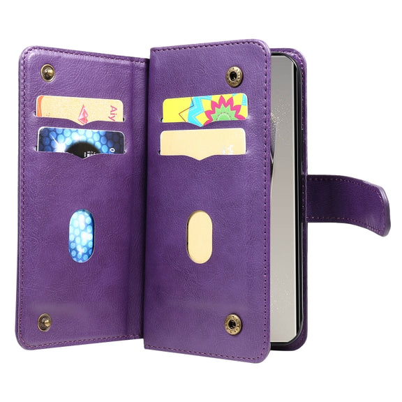 For Samsung Galaxy S25 Ultra 5G Multi-Function Wallet 10 Card Slots Leather Phone Case(Violet)