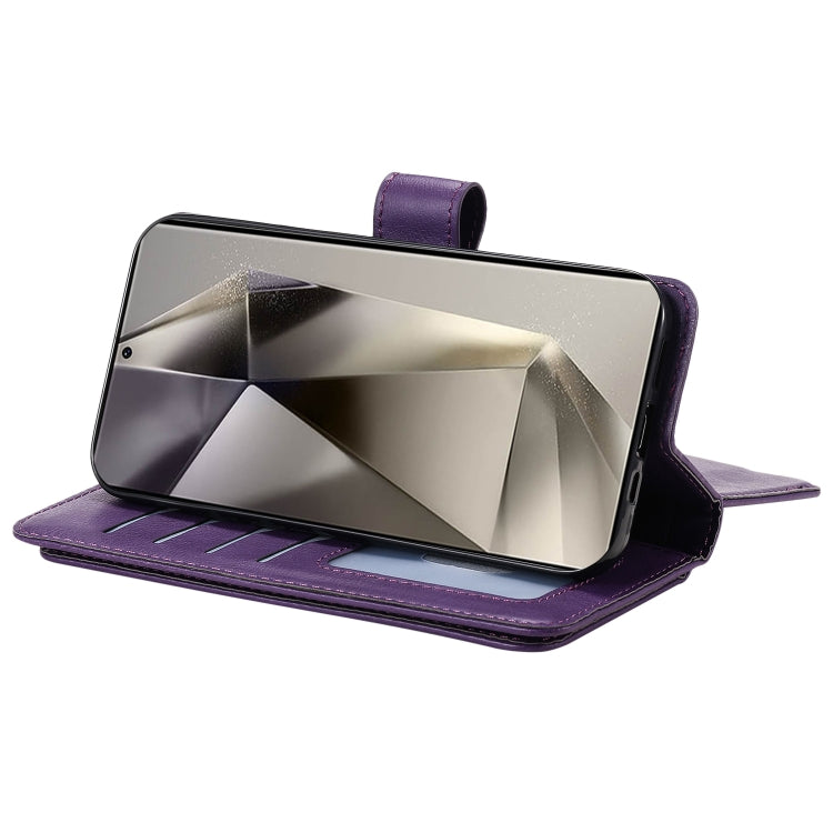 For Samsung Galaxy S25 Ultra 5G Multi-Function Wallet 10 Card Slots Leather Phone Case(Violet)