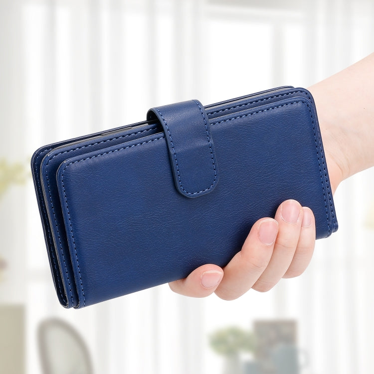 For Samsung Galaxy S25 Ultra 5G Multi-Function Wallet 10 Card Slots Leather Phone Case(Dark Blue)