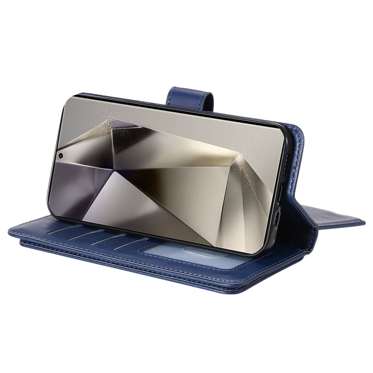 For Samsung Galaxy S25 Ultra 5G Multi-Function Wallet 10 Card Slots Leather Phone Case(Dark Blue)