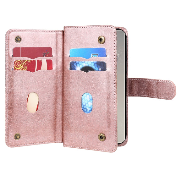 For Samsung Galaxy S25 Ultra 5G Multi-Function Wallet 10 Card Slots Leather Phone Case(Rose Gold)