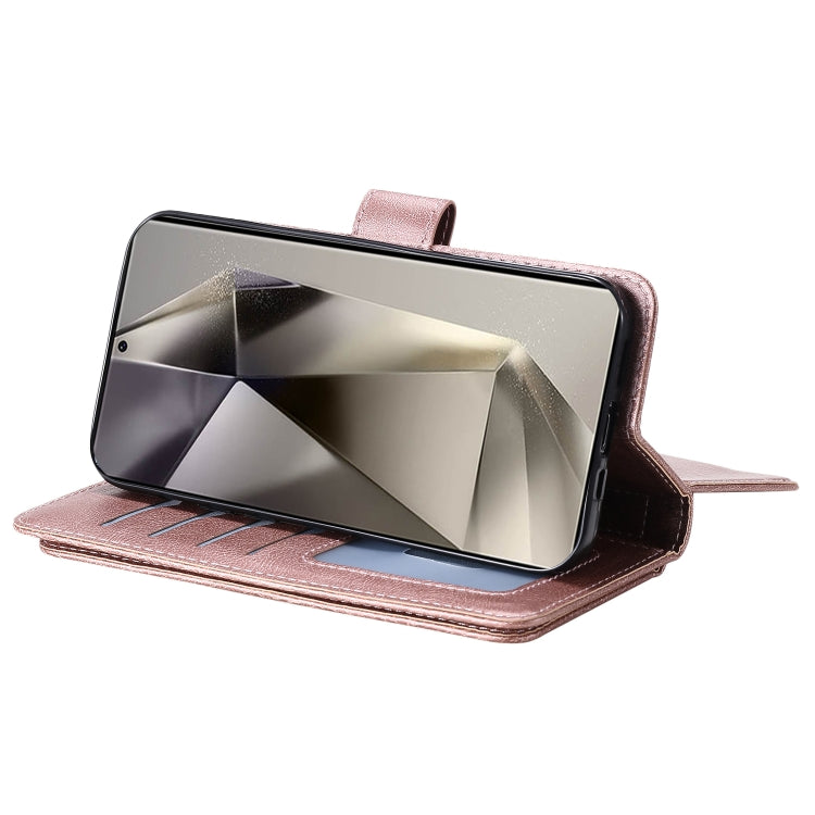 For Samsung Galaxy S25 Ultra 5G Multi-Function Wallet 10 Card Slots Leather Phone Case(Rose Gold)