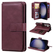For Samsung Galaxy S25 / S24 5G Multi-Function Wallet 10 Card Slots Leather Phone Case(Claret)