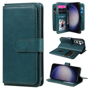 For Samsung Galaxy S25 / S24 5G Multi-Function Wallet 10 Card Slots Leather Phone Case(Dark Green)