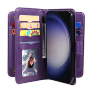 For Samsung Galaxy S25 / S24 5G Multi-Function Wallet 10 Card Slots Leather Phone Case(Violet)