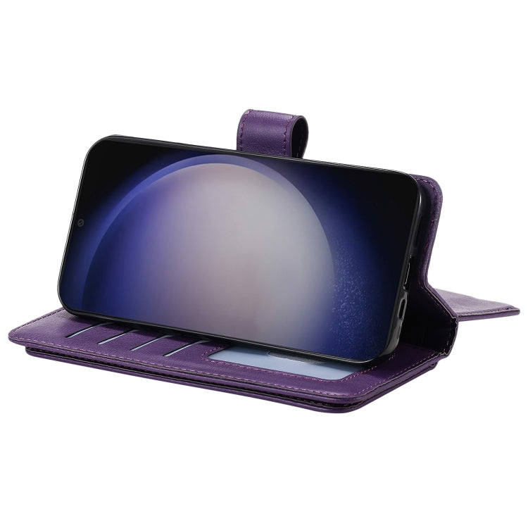 For Samsung Galaxy S25 / S24 5G Multi-Function Wallet 10 Card Slots Leather Phone Case(Violet)