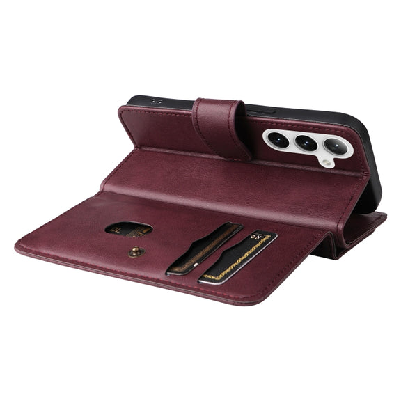 For Samsung Galaxy S25+ / S24+ 5G Multi-Function Wallet 10 Card Slots Leather Phone Case(Claret)