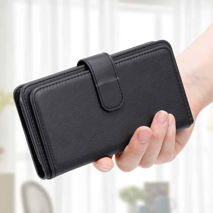 For Samsung Galaxy S25+ / S24+ 5G Multi-Function Wallet 10 Card Slots Leather Phone Case(Black)